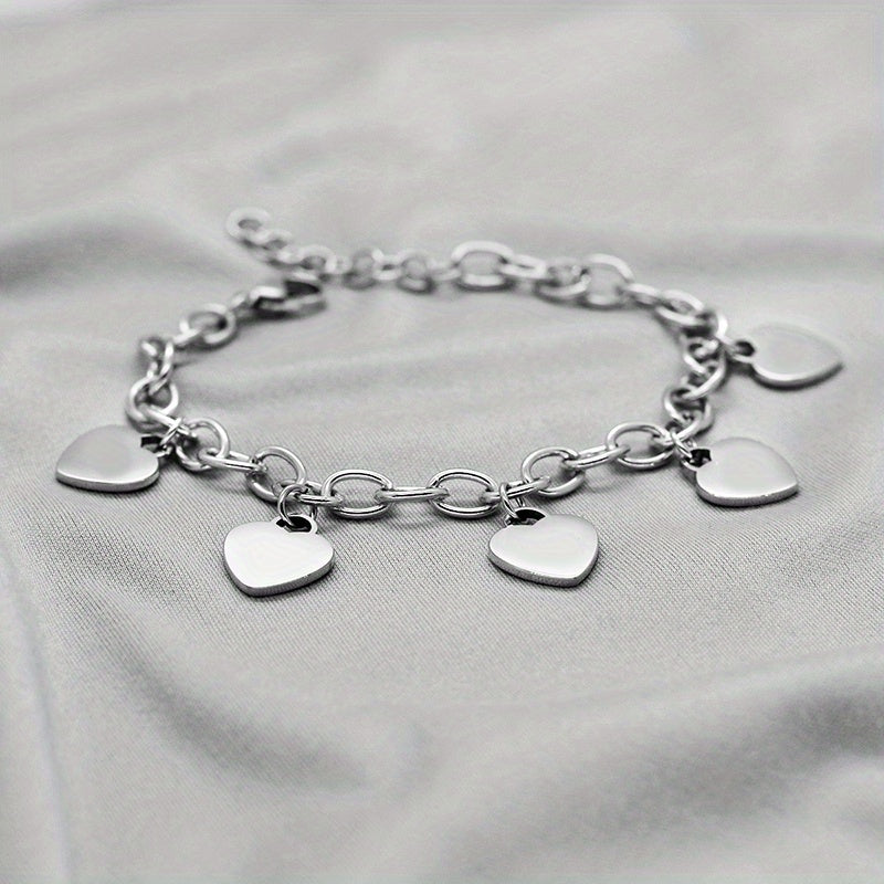Personalized Heart Nameplate Bracelet Stainless Steel