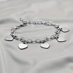 Personalized Heart Nameplate Bracelet Stainless Steel