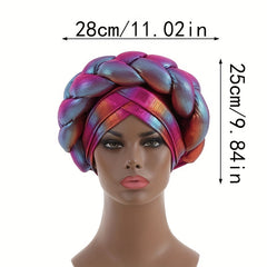Rose Red Gradient Turban Cap Braided Hijab Hat Pre tied Head Wrap