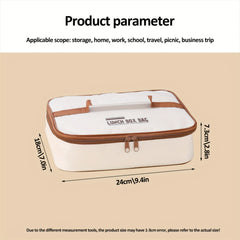 Insulated Square Lunch Bag - Double Zippers - Lunch Box Storage