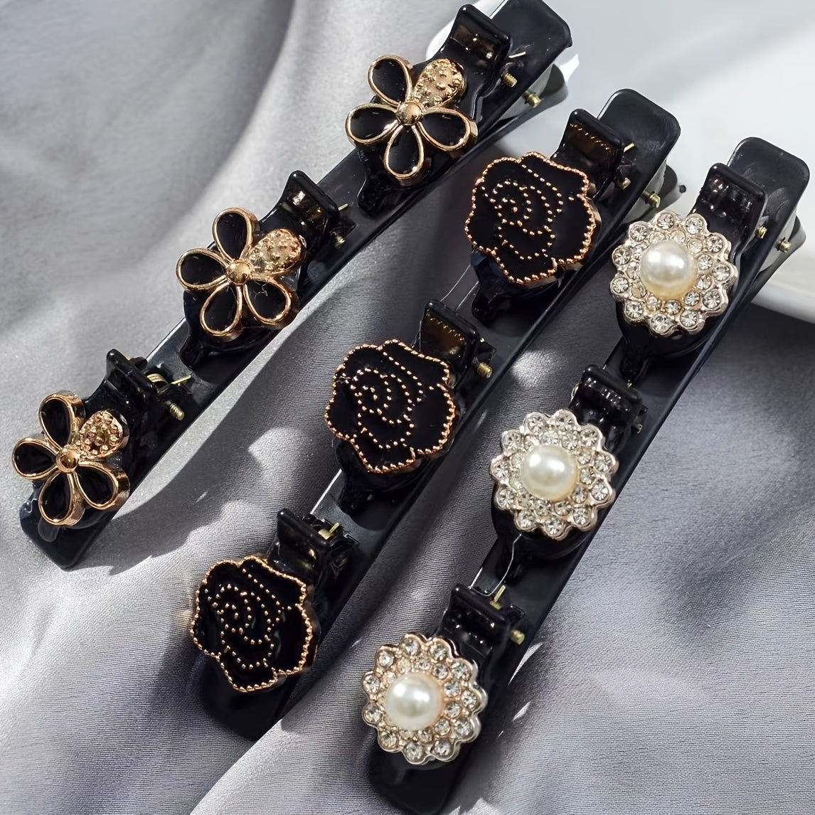 Vintage Rhinestone Faux Pearl Hairpin Barrette Hair Accessories