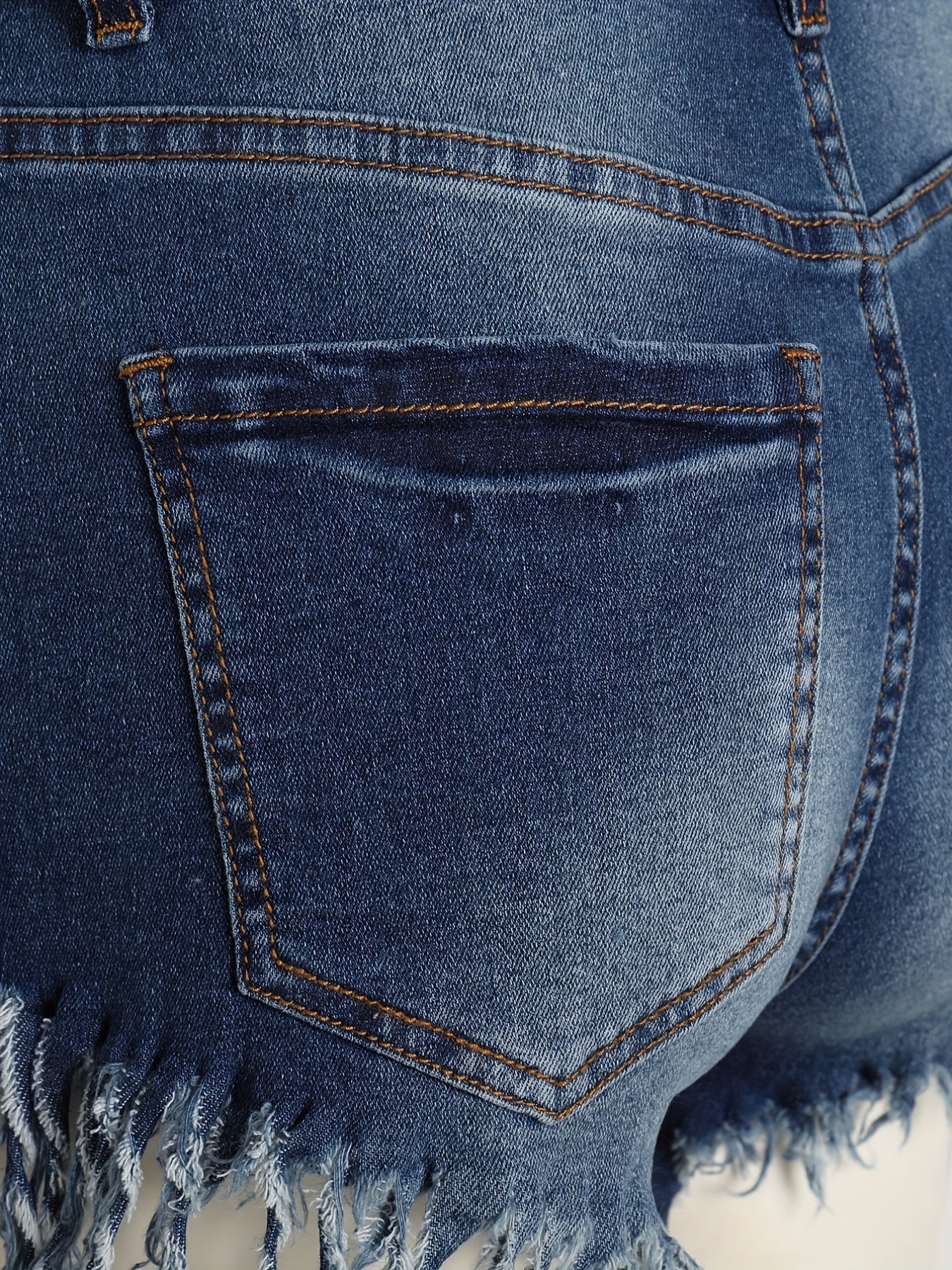  Sexy Denim Shorts Women's Plus Ripped Fringe Trim Denim Shorts