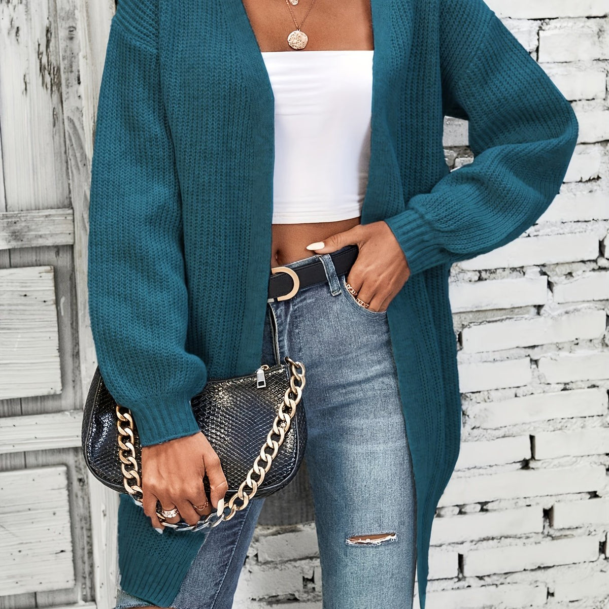 Women's Plus Size Open Front Long Cardigan