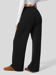 Solid Baggy Wide Leg Casual Pants With Pocket