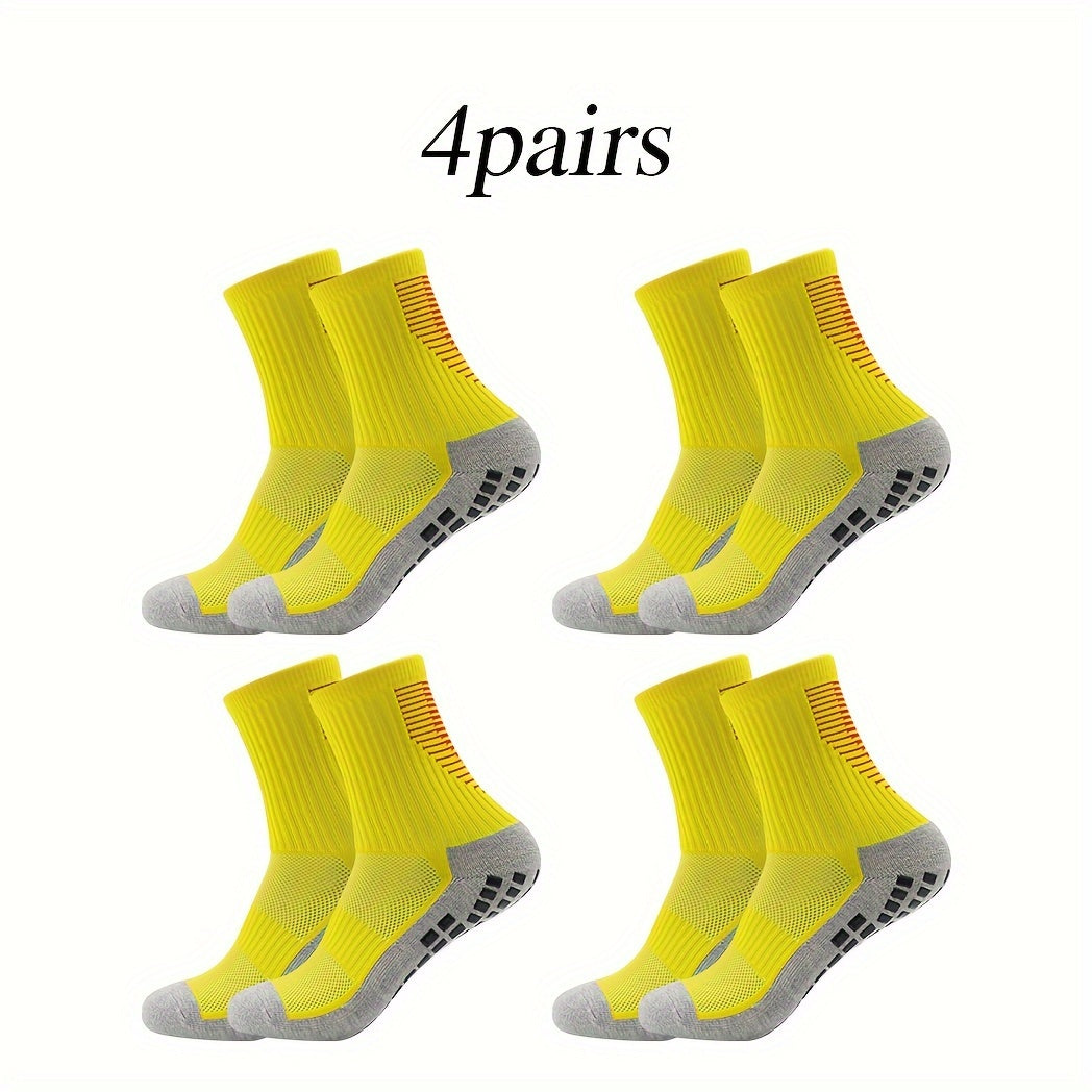 4 Pairs Non Slip Football Socks Striped Soccer Socks