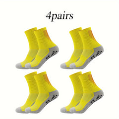 4 Pairs Non Slip Football Socks Striped Soccer Socks