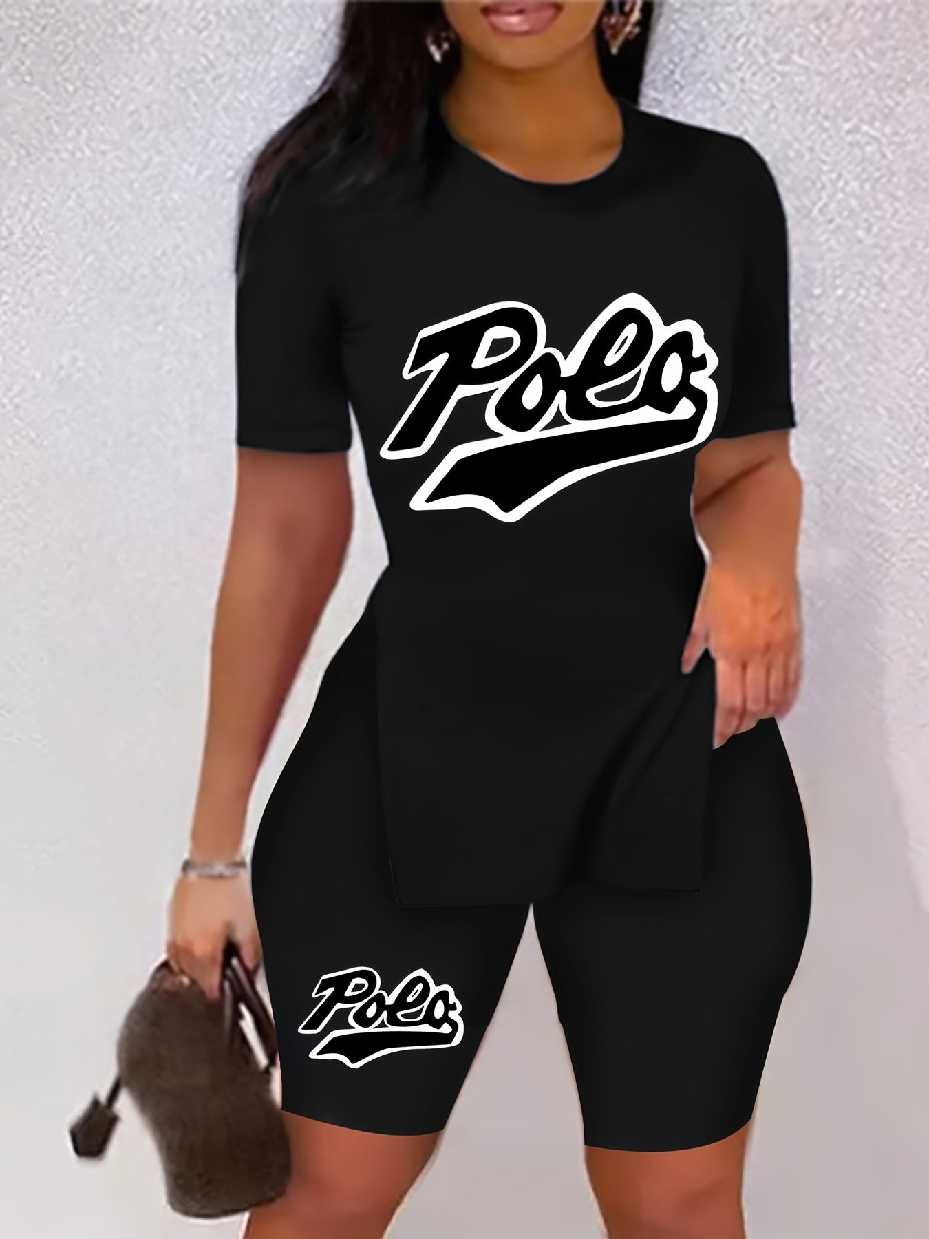 Retro Print Two Piece Set Short Sleeve T Shirt & Shorts