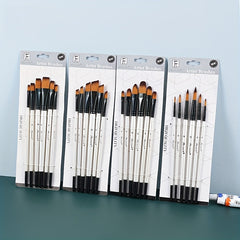 6-Piece Nylon Hair Brushes Set for Watercolor and Acrylic Painting