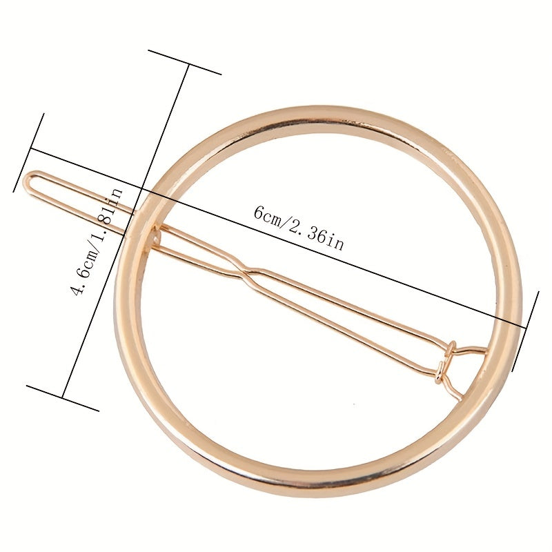 Round Frame Hair Clip Minimalist Solid Hair Pin Alloy Headwear