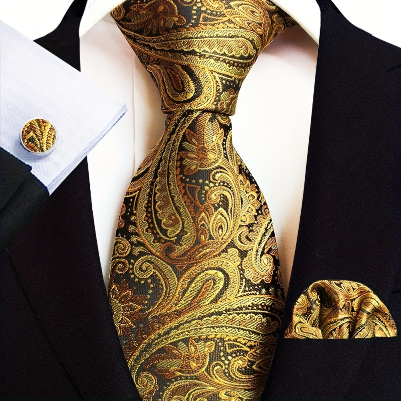 3pcs Paisley Jacquard Necktie Set For Men
