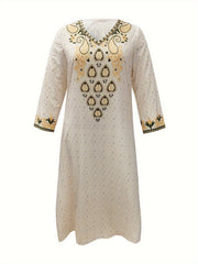  Paisley Print Boho Abaya Dress