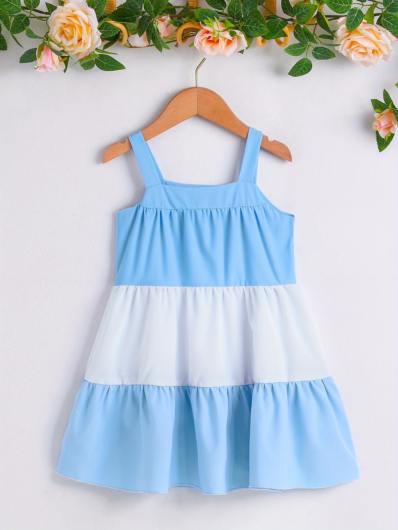 Girls' Colorblock Spaghetti Straps Cami Dress - Casual & Summer