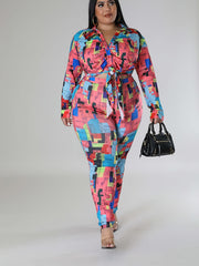  Geometric Print Shirt & Leggings Set