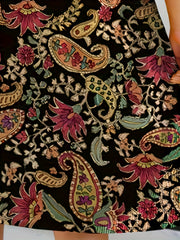  Paisley Floral Print Long Sleeve Boho Dress