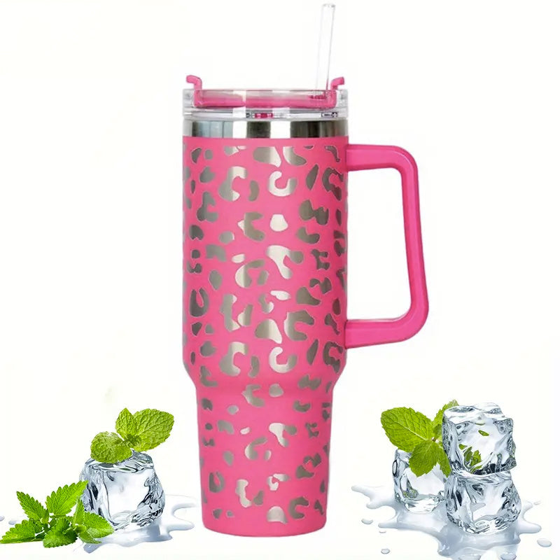 40oz Car Tumbler w/ Handle & Straw Lid Stainless Steel Vacuum Insulated Cup