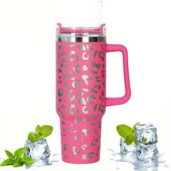 40oz Car Tumbler w/ Handle & Straw Lid Stainless Steel Vacuum Insulated Cup