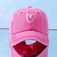 Heart Print Casual Baseball Cap Solid Dad Hats Lightweight Sun Hats