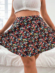  Ditsy Floral Print High Rise A line Mini Skirt