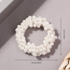 Faux Pearl Beaded Hair Tie Elastic Ponytail Holder Hair Accessories