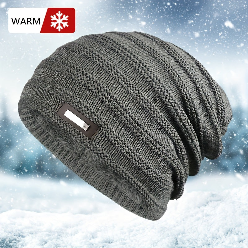 Plus Velvet Warm Woolen Knitted Hat Outdoor Ski Hat