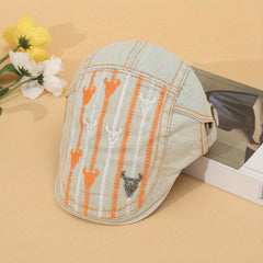 Classic Embroidery Distressed Casual Denim Cap