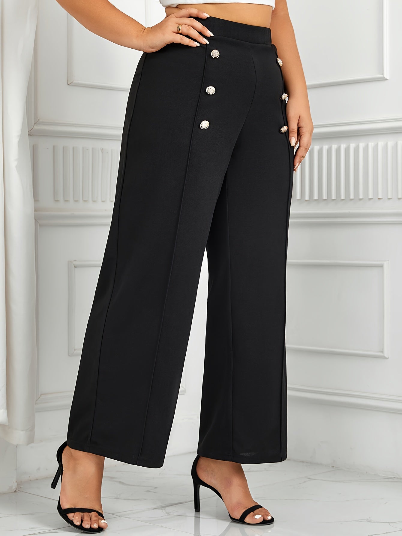  High Rise Wide Leg Trousers