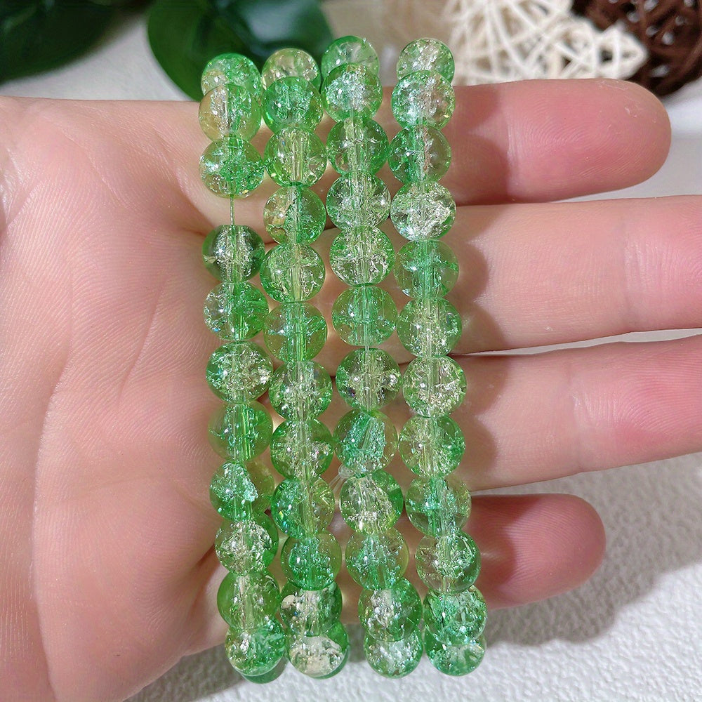 105pcs Pink Crackle Glass Beads for Jewelry Making