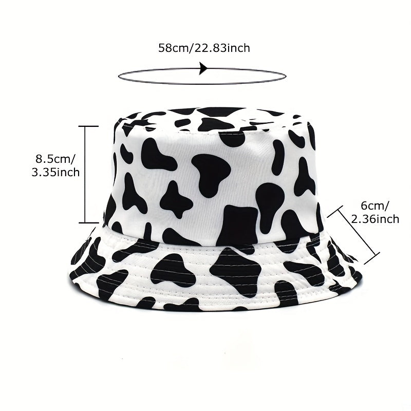 Cow Print Bucket Hat Reversible Travel Beach Hats Unisex