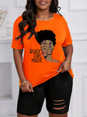  Cartoon Figure & Letter Print 2-Piece Set