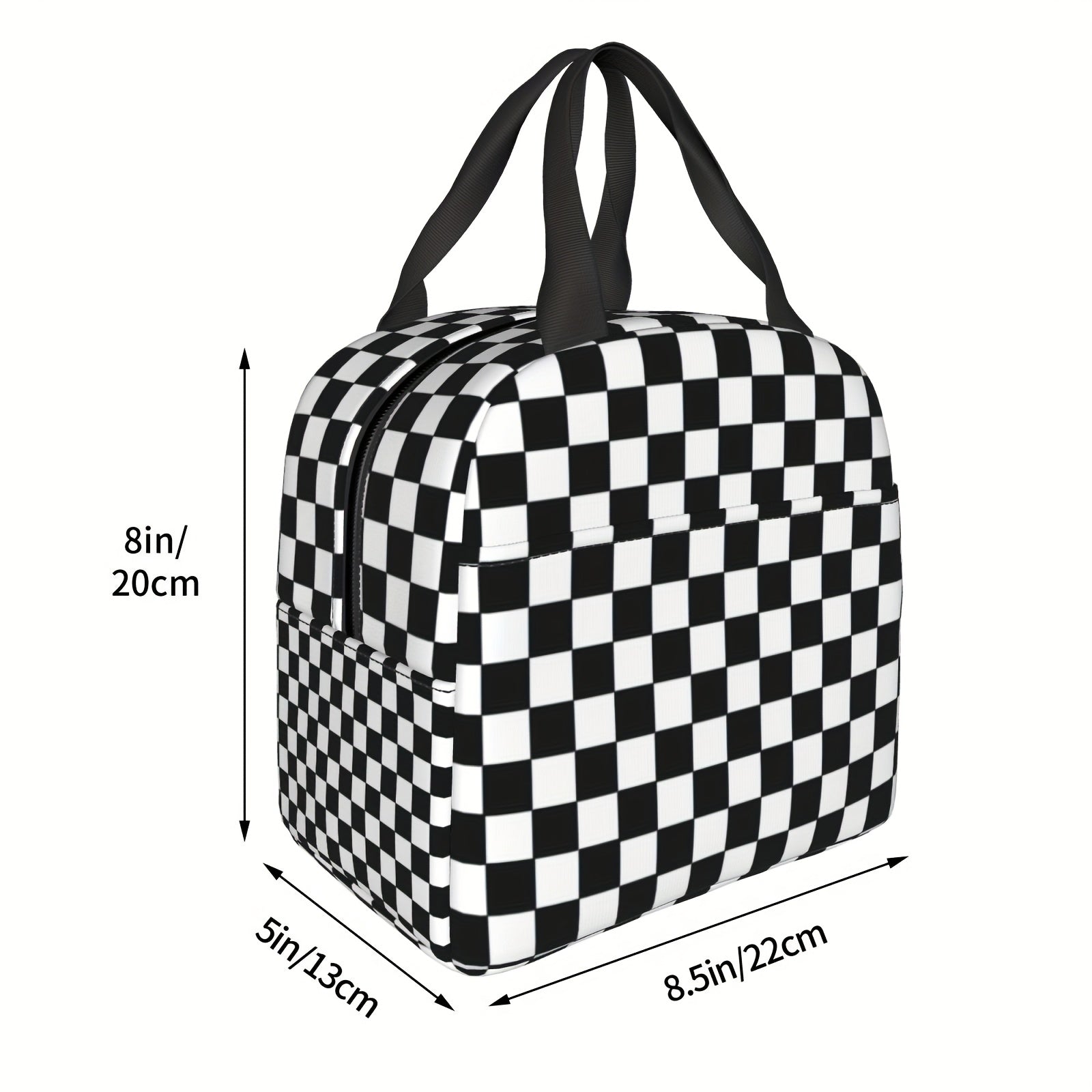 Chessboard & Plaid Print Insulated Lunch Bag