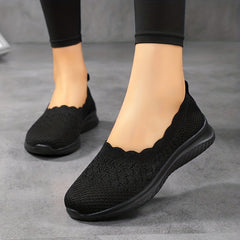 Women's Knit Flat Shoes Comfy Slip On Anti skid Casual Walking Shoes
