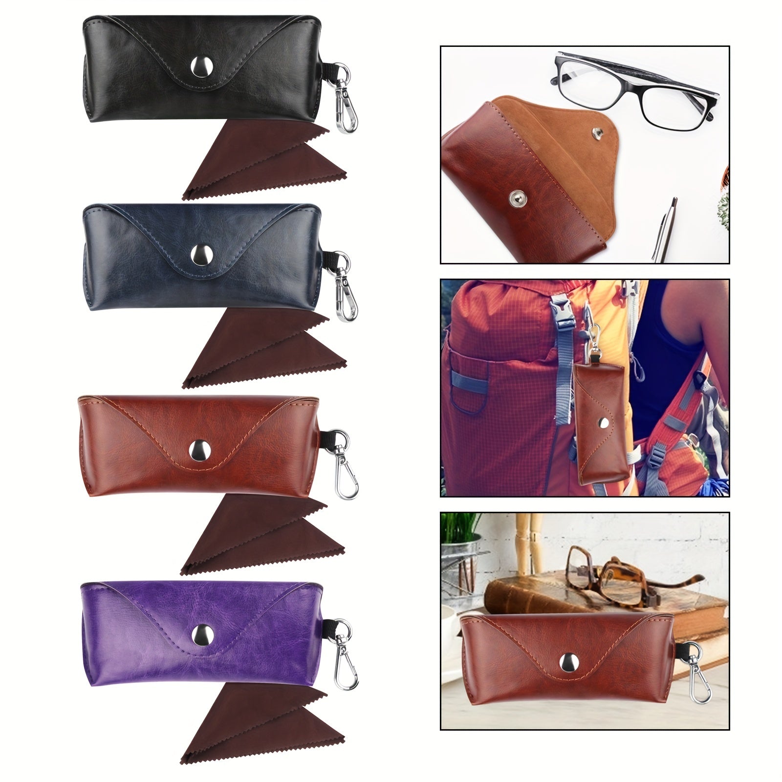 Men's Faux Leather Glasses Case with Lobster Clasp