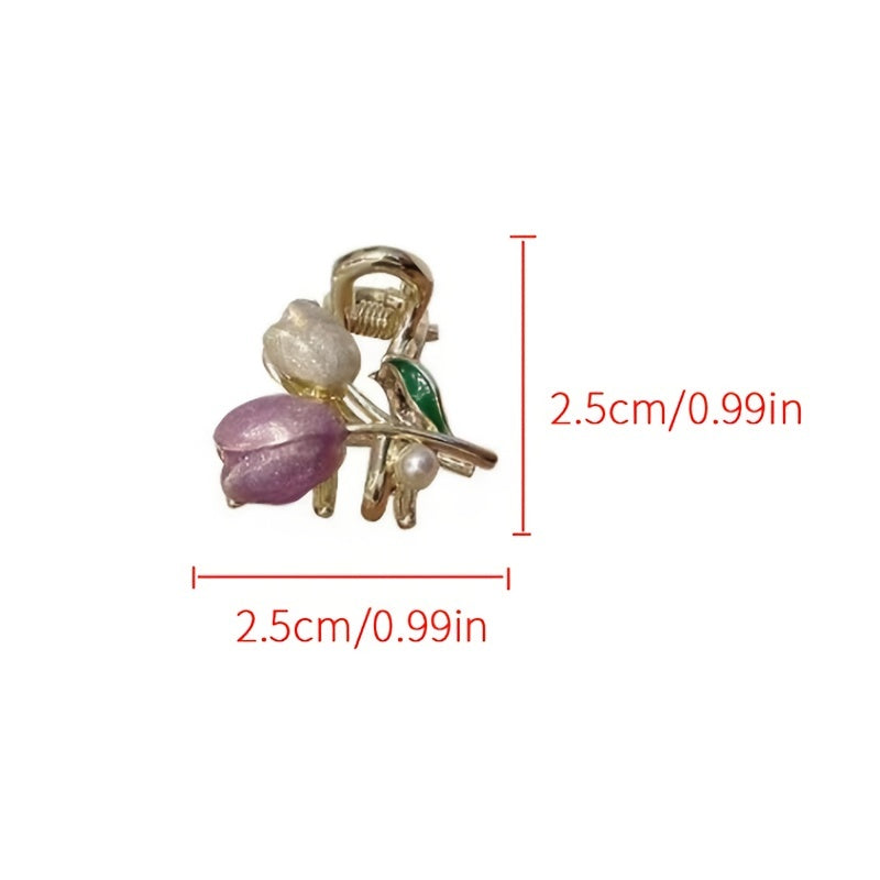 Tulip Hair Claw Flower Metal Hair Clip Ponytail Holder Girls Women