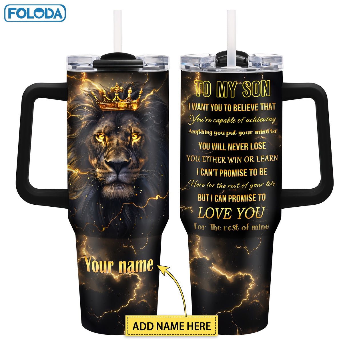 Personalized Lion Tumbler Mug for Son