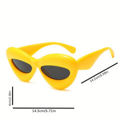 Vintage Cat Eye Sunglasses Thick Frame Inflated Punk Eyewear