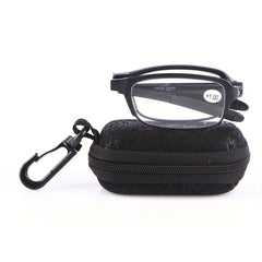 SOOLALA 3 Pairs TR90 Folding Reading Glasses w/ Hook Clip Holder Zipper Case