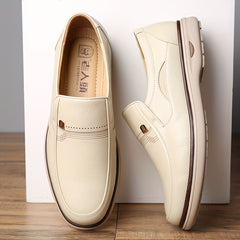 LAORENTOU Men's Leather Loafer Shoes Lightweight Non Slip Casual Shoes