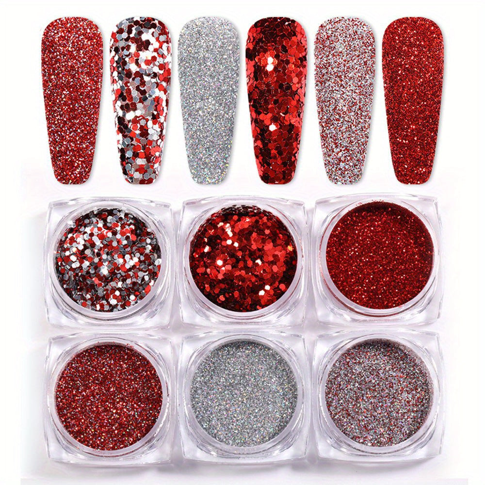 6pcs Glitter Nail Sequins Face Body Ornaments
