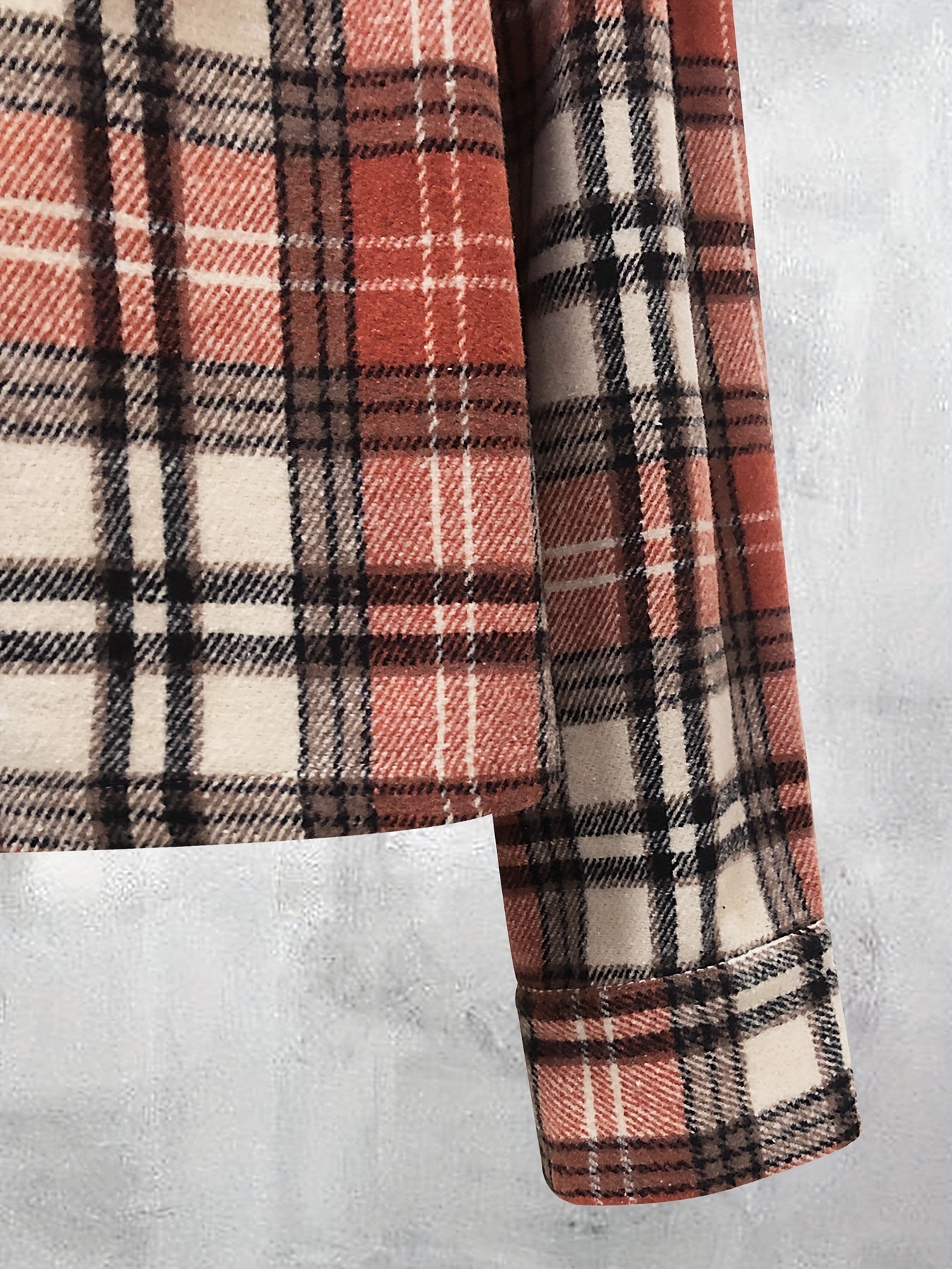  Plaid Print Long Sleeve Button Up Lapel Collar Shirt Top
