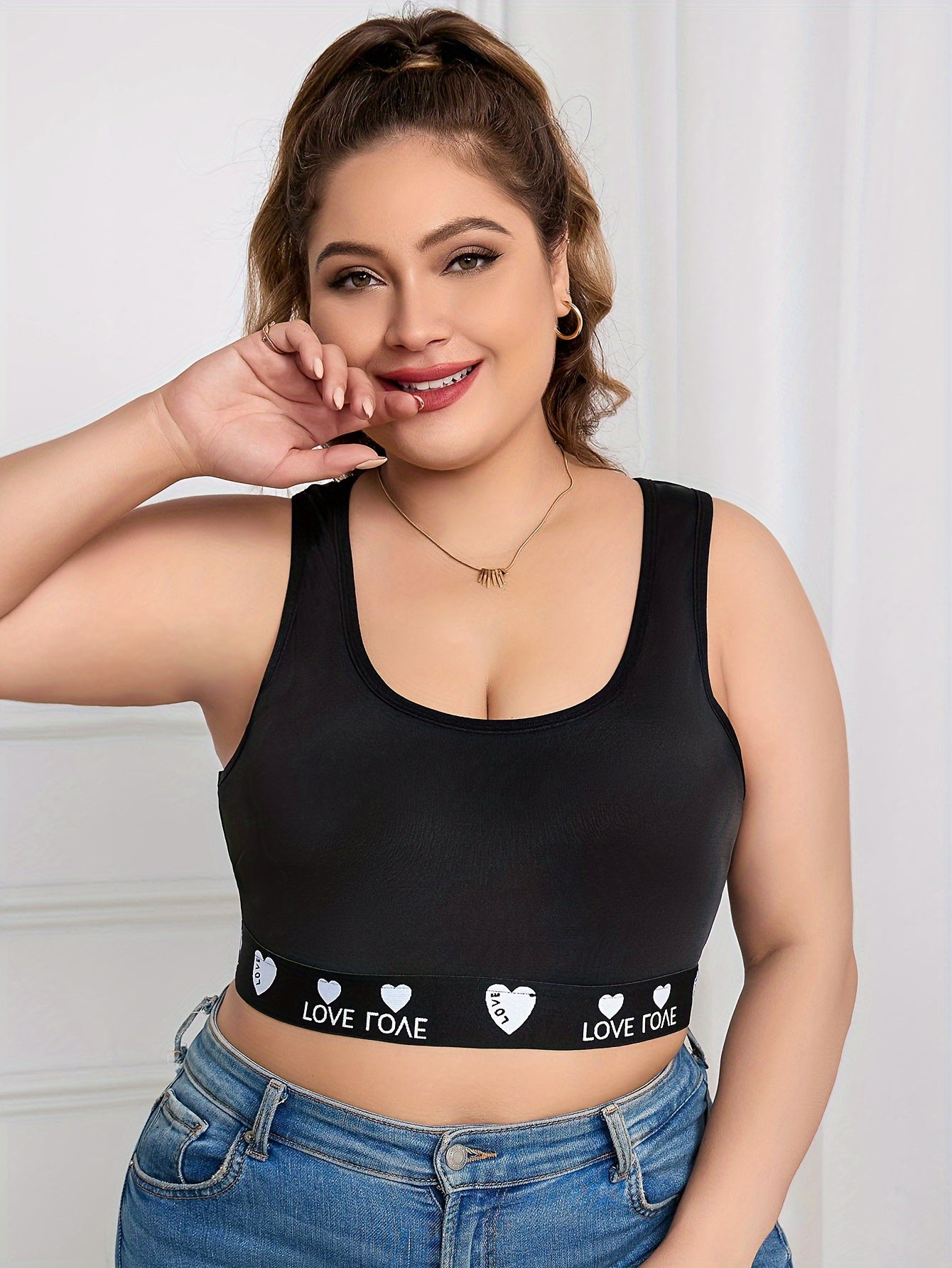 Women's Sports Bra Contrast Letter Tape Racer Back Seamless Yoga