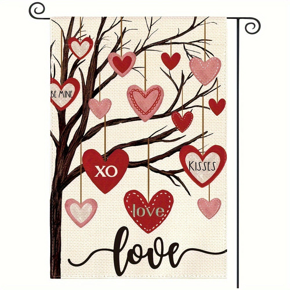 Valentines Garden Flag Love Heart Tree Anniversary Wedding