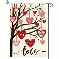 Valentines Garden Flag Love Heart Tree Anniversary Wedding