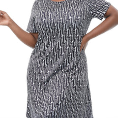  Casual Loungewear Dress Women's Plus Allover Print