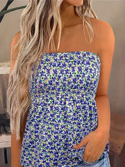 Floral Print Tube Top Sleeveless Casual Summer Top