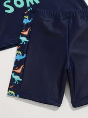 2pcs Boys Shark Graphic Swimsuit Set for Beach Vacation