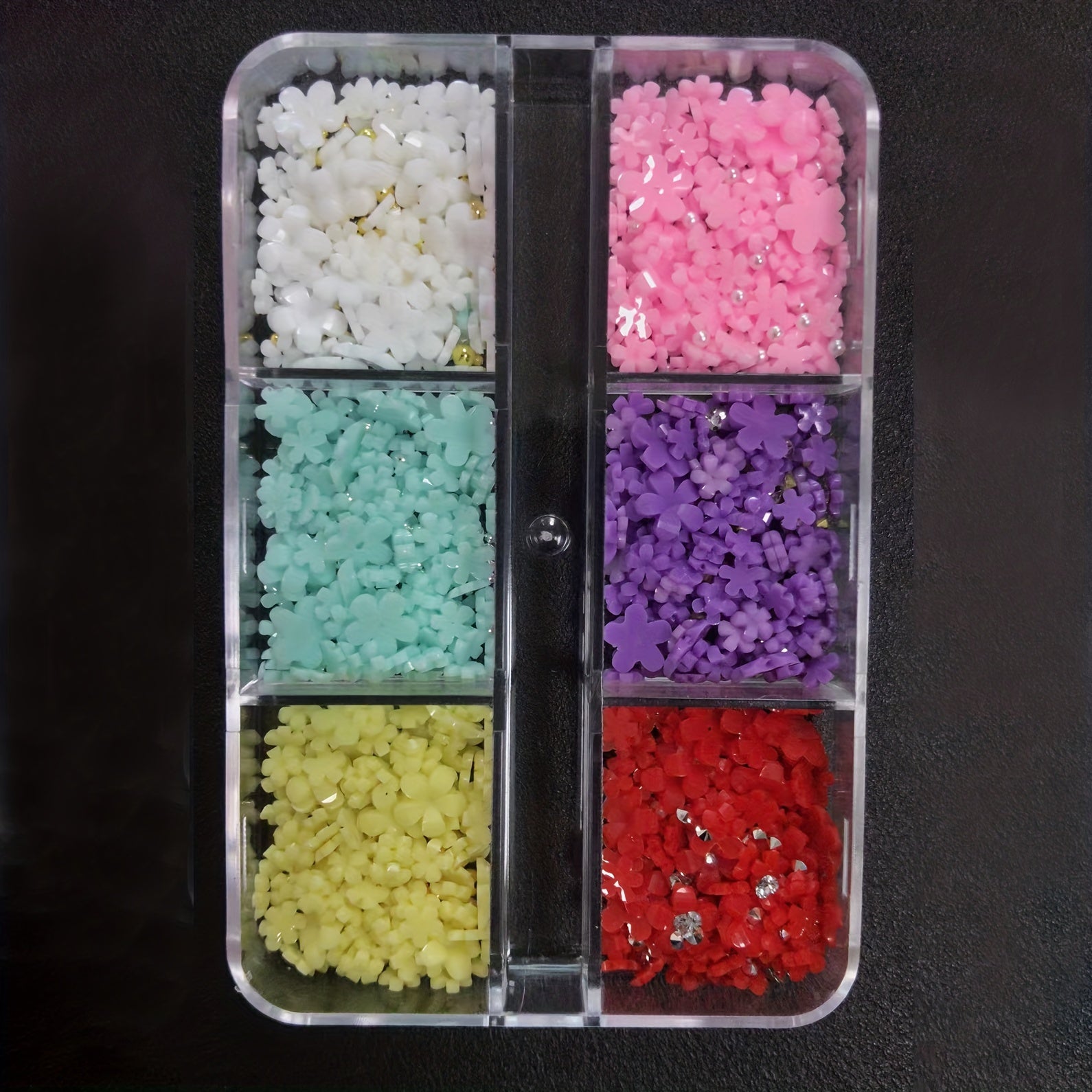 3D Flower Nail Charms with Silver and Pearl Accents Nail Art Supplies