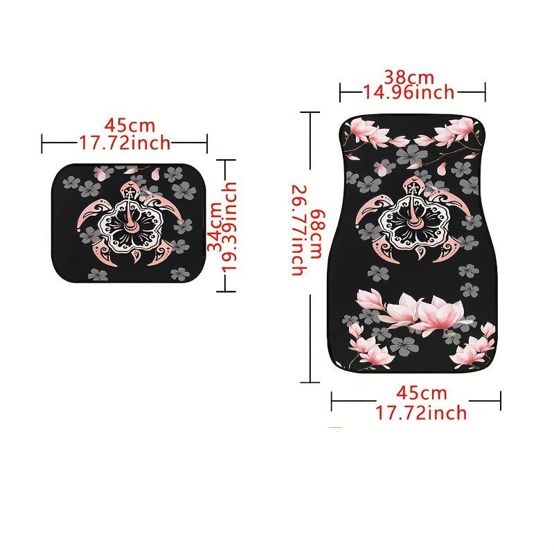 4pcs Spiral Pattern Car Floor Mats Water Absorbent Non Slip Stain Resistant