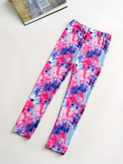 2pcs Girls Tie Dye Waistband Leggings Set for Kids