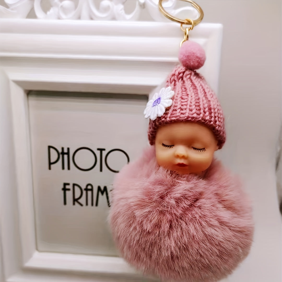 Cute Wool Hat Doll Plush Key Chain Car Pendant