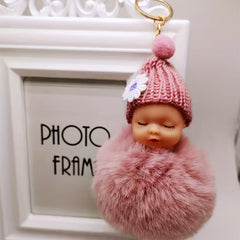 Cute Wool Hat Doll Plush Key Chain Car Pendant